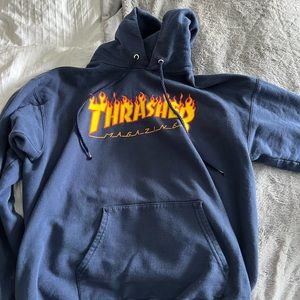navy thrasher hoodie